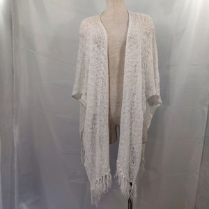 COPY - Coldwater Creek Cream Fringe Knit Shawl OS